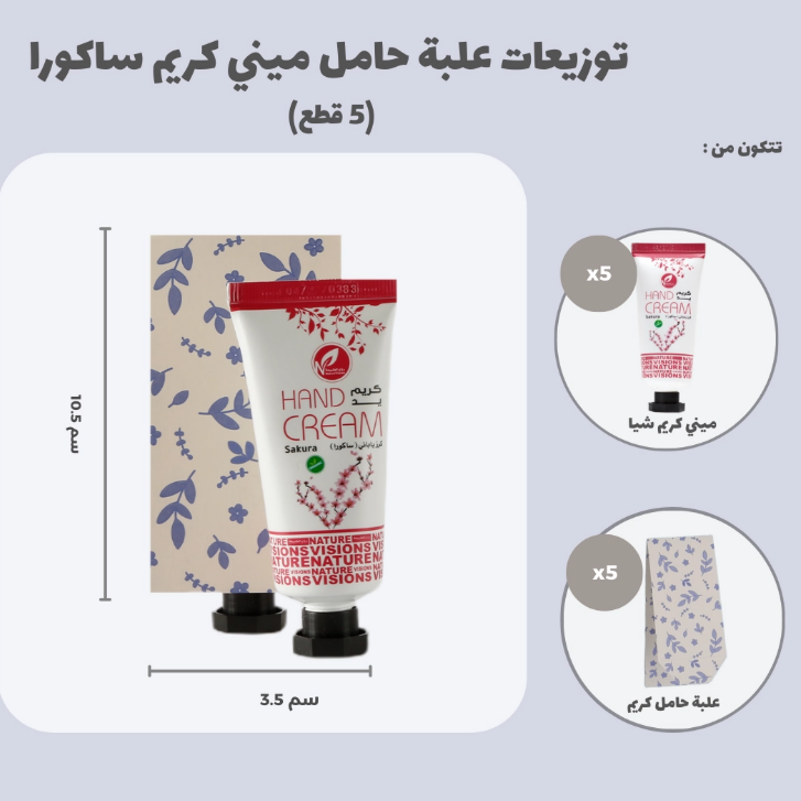 مجموعة توزيعات علبة ميني كريم اليد ساكورا (5 قطع)